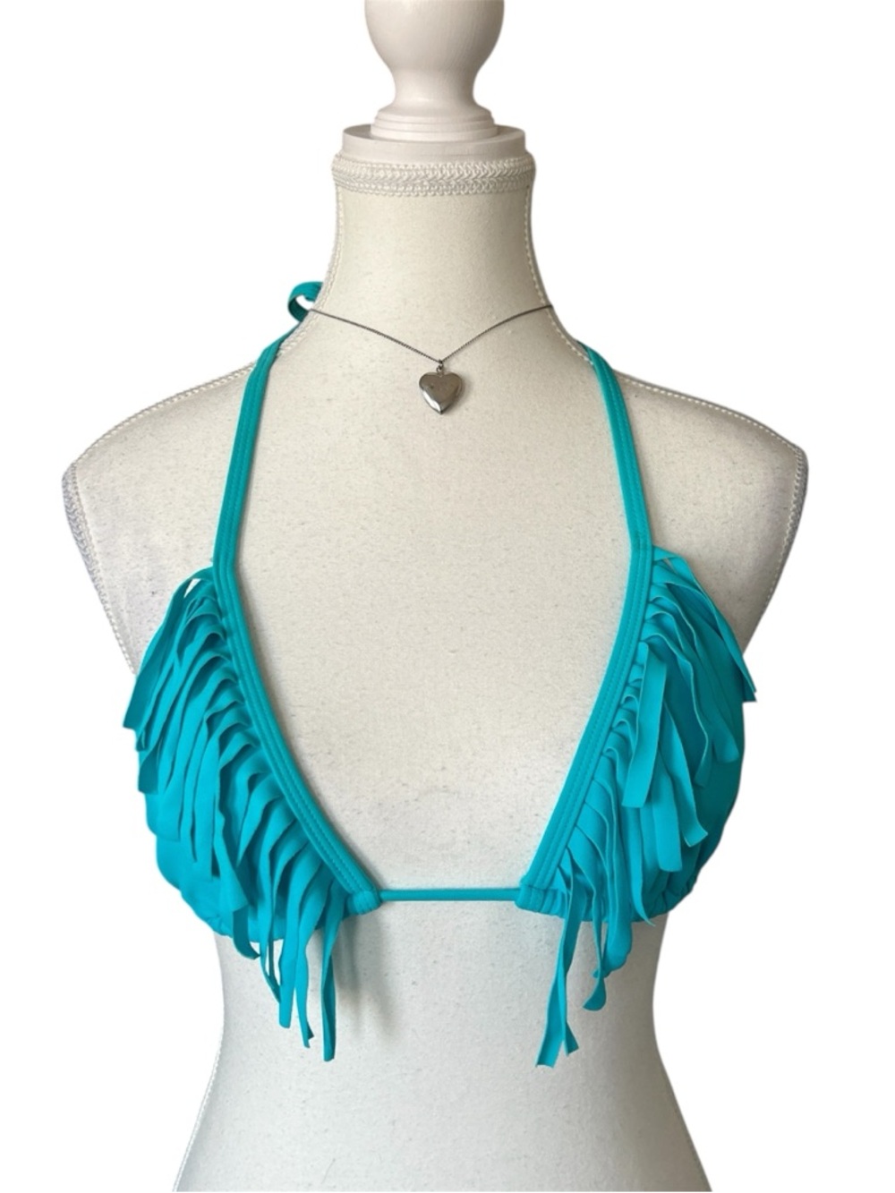 Y2K “725 Originals” Bright Blue Fringe Trim Style Bikini Top
